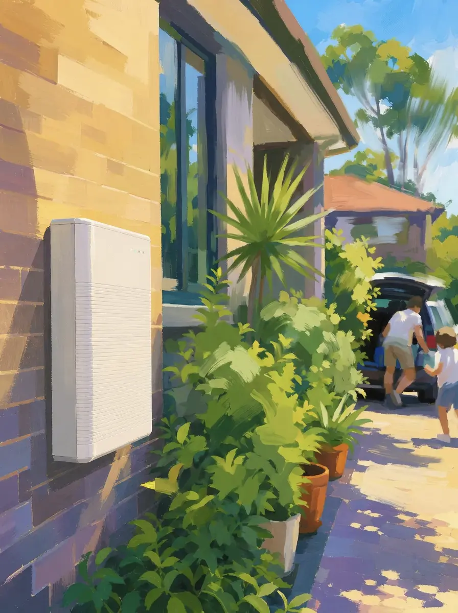 Australian home with a wall-mounted battery unit